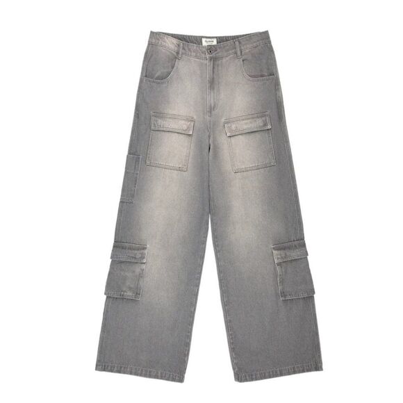 NWOT Joshua Mohamed Wide Leg Denim Cargo Pants Baggy Size 36 x 32 - Picture 2 of 11